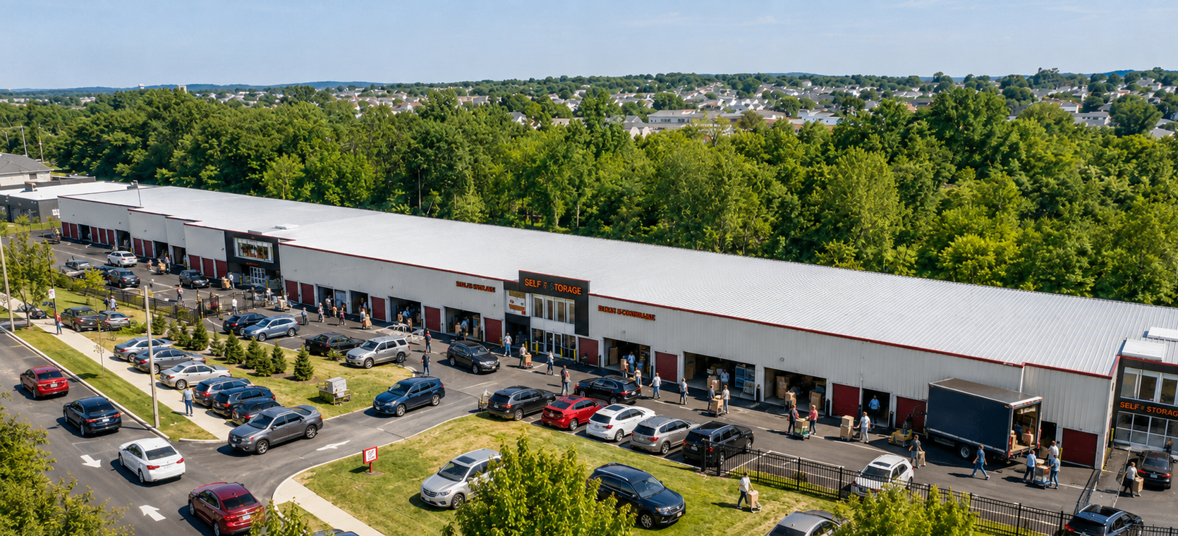 Busy Self-Storage Facility Aerial View